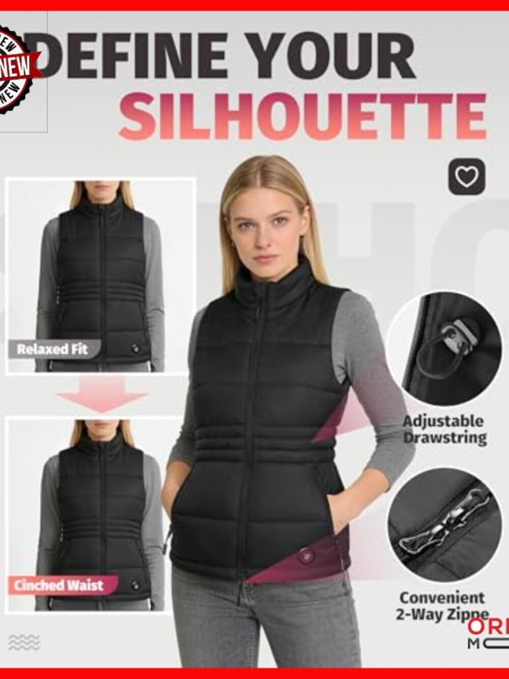 Women's Heated Vest with Rechargeable Battery, Waist-Defining, Lightweight - Picture 5 of 7